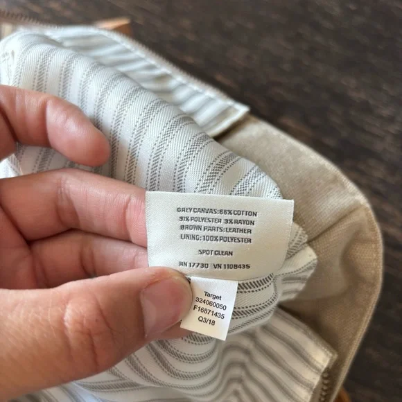 Hearth and Hand with Magnolia large  tan and grey canvas tote purse - Picture 13 of 13